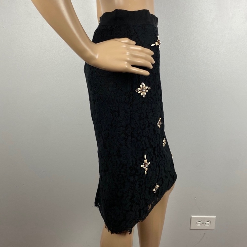 NEW JOIE BLACK EMBELLISHED LACE PENCIL SKIRT - Picture 5 of 8